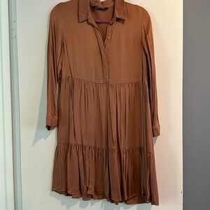 Zara satin dress in rust color